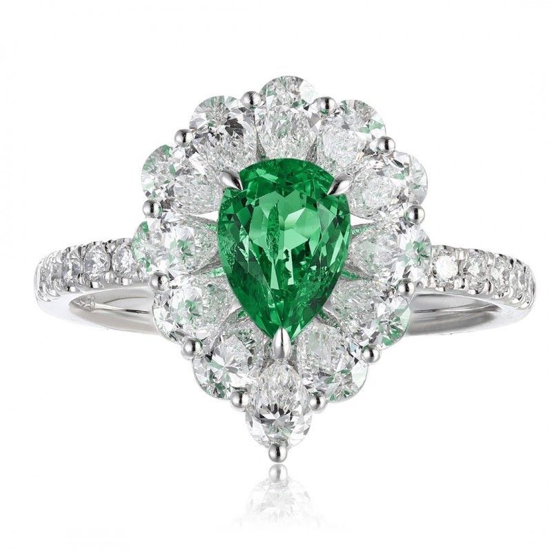 Ruif Jewelry Classic Design PT950 Platinum Ring 0.63ct Lab Grown Emerald and 1.2ct Lab Grown Diamond Ring Gemstone Jewelry Ruif Jewelry Classic Design PT950 Platinum Ring 0.63ct Lab Grown Emerald and 1.2ct Lab Grown Diamond Ring Gemstone Jewelry