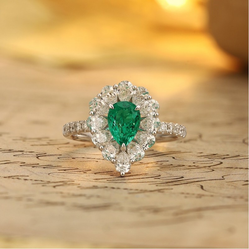 Ruif Jewelry Classic Design PT950 Platinum Ring 0.63ct Lab Grown Emerald and 1.2ct Lab Grown Diamond Ring Gemstone Jewelry Ruif Jewelry Classic Design PT950 Platinum Ring 0.63ct Lab Grown Emerald and 1.2ct Lab Grown Diamond Ring Gemstone Jewelry