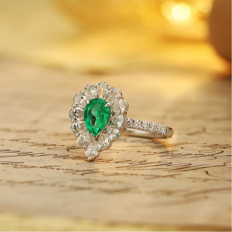 Ruif Jewelry Classic Design PT950 Platinum Ring 0.63ct Lab Grown Emerald and 1.2ct Lab Grown Diamond Ring Gemstone Jewelry Ruif Jewelry Classic Design PT950 Platinum Ring 0.63ct Lab Grown Emerald and 1.2ct Lab Grown Diamond Ring Gemstone Jewelry