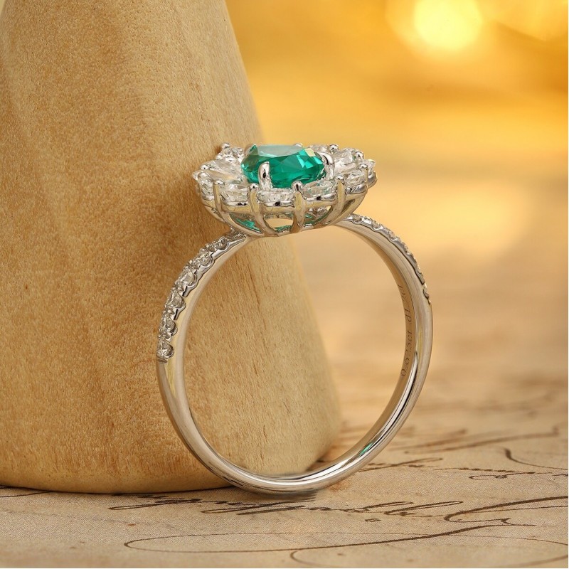 Ruif Jewelry Classic Design PT950 Platinum Ring 0.63ct Lab Grown Emerald and 1.2ct Lab Grown Diamond Ring Gemstone Jewelry Ruif Jewelry Classic Design PT950 Platinum Ring 0.63ct Lab Grown Emerald and 1.2ct Lab Grown Diamond Ring Gemstone Jewelry
