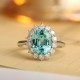Ruif Jewelry Classic Design PT950 Platinum Ring 5.18ct Lab Grown Paraiba And 0.795ct Lab Grown Diamond Ring Wedding Bands Ruif Jewelry Classic Design PT950 Platinum Ring 5.18ct Lab Grown Paraiba And 0.795ct Lab Grown Diamond Ring Wedding Bands
