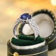 Ruif Jewelry Classic Design PT950 Platinum 3.79ct Lab Grown Sapphire And 0.76ct Lab Grown Diamond Ring Wedding Bands