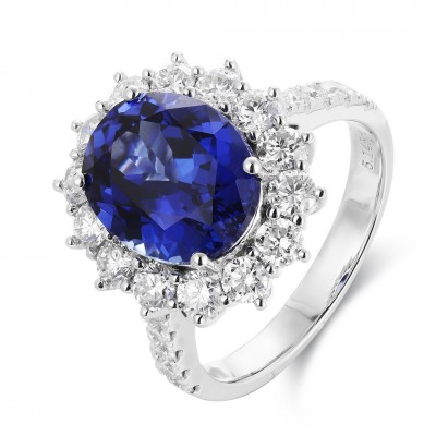 Ruif Jewelry Classic Design PT950 Platinum 5.15ct Lab Grown Sapphire And 1.308ct Lab Grown Diamond Ring Wedding Bands
