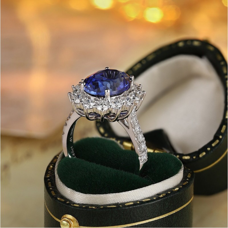 Ruif Jewelry Classic Design PT950 Platinum 5.15ct Lab Grown Sapphire And 1.308ct Lab Grown Diamond Ring Wedding Bands