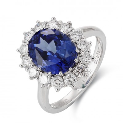 Ruif Jewelry Classic Design PT950 Platinum 7.73ct Lab Grown Sapphire And 1.874ct Lab Grown Diamond Ring Wedding Bands