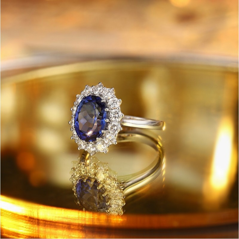 Ruif Jewelry Classic Design PT950 Platinum 7.73ct Lab Grown Sapphire And 1.874ct Lab Grown Diamond Ring Wedding Bands