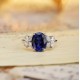 Ruif Jewelry Classic Design PT950 Platinum 3.94ct Lab Grown Sapphire And 0.597ct Lab Grown Diamond Ring Wedding Bands