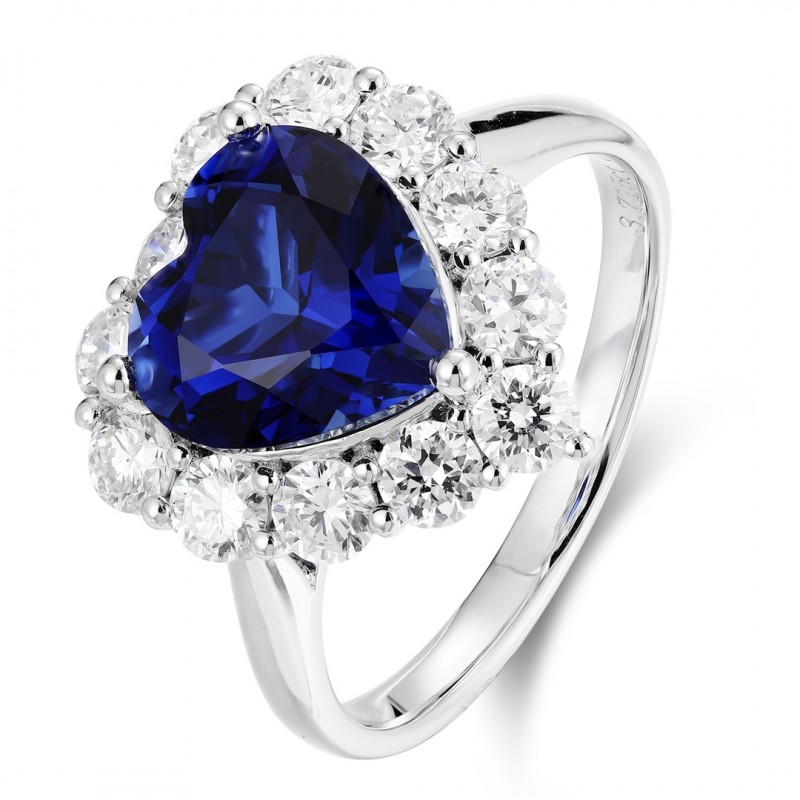 Ruif Jewelry Classic Design PT950 Platinum 3.72ct Lab Grown Sapphire And 1.172ct Lab Grown Diamond Ring Wedding Bands