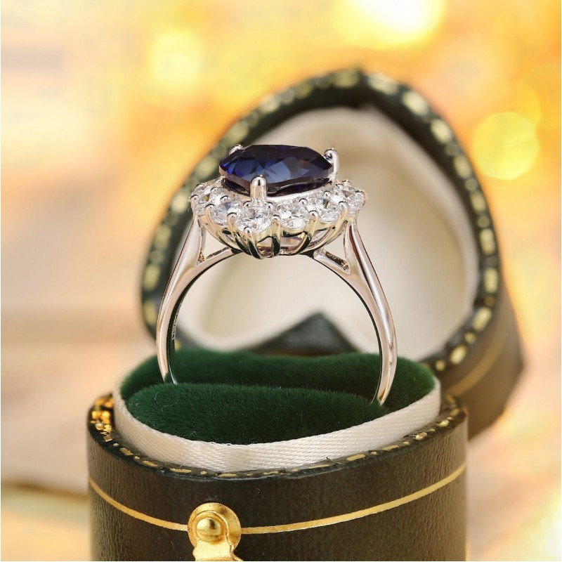 Ruif Jewelry Classic Design PT950 Platinum 3.72ct Lab Grown Sapphire And 1.172ct Lab Grown Diamond Ring Wedding Bands