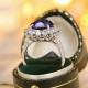 Ruif Jewelry Classic Design PT950 Platinum 8.23ct Lab Grown Sapphire And 1.638ct Lab Grown Diamond Ring Wedding Bands