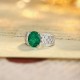 Ruif Jewelry Classic Design PT950 Platinum Ring 2.3ct Lab Grown Emerald and 0.76ct Lab Grown Diamond Ring Gemstone Jewelry
