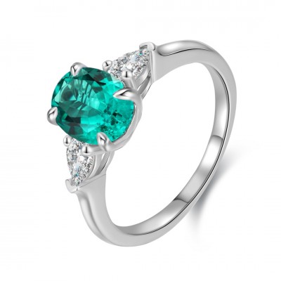 Ruif Jewelry Classic Design PT950 Platinum Ring 1.47ct Lab Grown Emerald and 0.3ct Lab Grown Diamond Ring Gemstone Jewelry