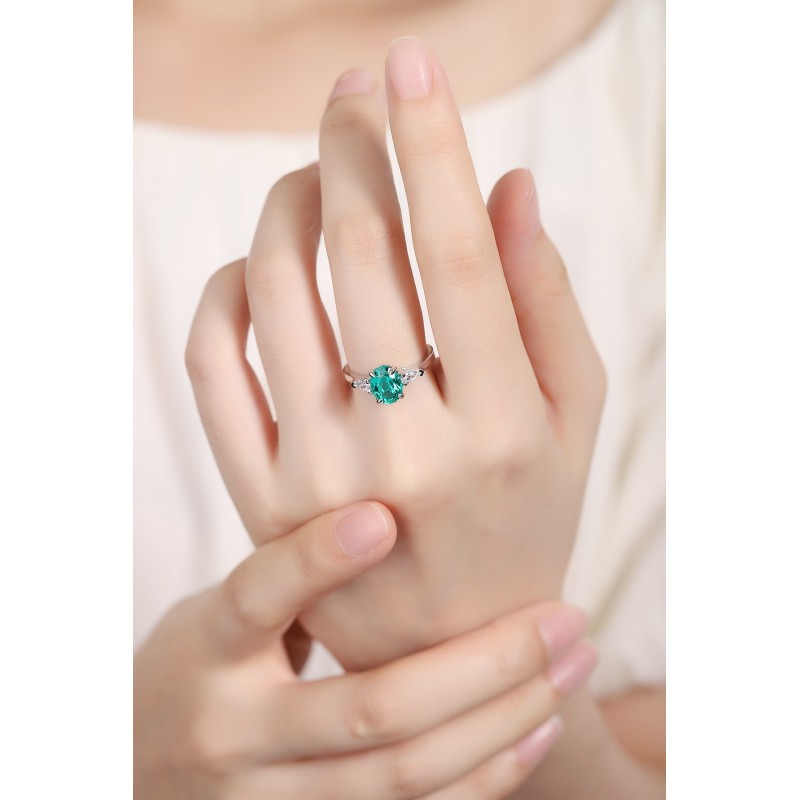 Ruif Jewelry Classic Design PT950 Platinum Ring 1.47ct Lab Grown Emerald and 0.3ct Lab Grown Diamond Ring Gemstone Jewelry