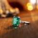 Ruif Jewelry Classic Design PT950 Platinum Ring 5.56ct Lab Grown Emerald and 0.6ct Lab Grown Diamond Ring Gemstone Jewelry