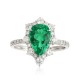 Ruif Jewelry Classic Design PT950 Platinum Ring 2.055ct Lab Grown Emerald and 0.84ct Lab Grown Diamond Ring Gemstone Jewelry