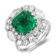 Ruif Jewelry Classic Design PT950 Platinum Ring 3.41ct Lab Grown Emerald and 2.708ct Lab Grown Diamond Ring Gemstone Jewelry