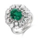 Ruif Jewelry Classic Design PT950 Platinum Ring 2.52ct Lab Grown Emerald and 3.146ct Lab Grown Diamond Ring Gemstone Jewelry