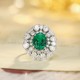Ruif Jewelry Classic Design PT950 Platinum Ring 2.52ct Lab Grown Emerald and 3.146ct Lab Grown Diamond Ring Gemstone Jewelry