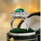 Ruif Jewelry Classic Design PT950 Platinum Ring 2.52ct Lab Grown Emerald and 3.146ct Lab Grown Diamond Ring Gemstone Jewelry
