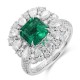 Ruif Jewelry Classic Design PT950 Platinum Ring 1.55ct Lab Grown Emerald and 1.714ct Lab Grown Diamond Ring Gemstone Jewelry