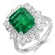 Ruif Jewelry Classic Design PT950 Platinum Ring 3.84ct Lab Grown Emerald and 1.976ct Lab Grown Diamond Ring Gemstone Jewelry