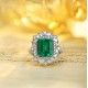 Ruif Jewelry Classic Design PT950 Platinum Ring 3.84ct Lab Grown Emerald and 1.976ct Lab Grown Diamond Ring Gemstone Jewelry
