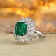 Ruif Jewelry Classic Design PT950 Platinum Ring 3.71ct Lab Grown Emerald and 2.64ct Lab Grown Diamond Ring Gemstone Jewelry