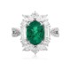 Ruif Jewelry Classic Design PT950 Platinum Ring 2.52ct Lab Grown Emerald and 1.823ct Lab Grown Diamond Ring Gemstone Jewelry