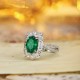 Ruif Jewelry Classic Design PT950 Platinum Ring 2.52ct Lab Grown Emerald and 1.823ct Lab Grown Diamond Ring Gemstone Jewelry