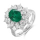 Ruif Jewelry Classic Design PT950 Platinum Ring 1.82ct Lab Grown Emerald and 2.026ct Lab Grown Diamond Ring Gemstone Jewelry