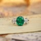 Ruif Jewelry Classic Design PT950 Platinum Ring 2.68ct Lab Grown Emerald and 0.597ct Lab Grown Diamond Ring Gemstone Jewelry