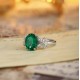 Ruif Jewelry Classic Design PT950 Platinum Ring 2.68ct Lab Grown Emerald and 0.597ct Lab Grown Diamond Ring Gemstone Jewelry