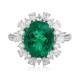 Ruif Jewelry Classic Design PT950 Platinum Ring 3.2ct Lab Grown Emerald and 0.99ct Lab Grown Diamond Ring Gemstone Jewelry