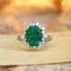 Ruif Jewelry Classic Design PT950 Platinum Ring 3.2ct Lab Grown Emerald and 0.99ct Lab Grown Diamond Ring Gemstone Jewelry