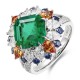 Ruif Jewelry Classic Design PT950 Platinum Ring 3.31ct Lab Grown Emerald and 2.972ct Lab Grown Diamond Ring Gemstone Jewelry