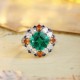 Ruif Jewelry Classic Design PT950 Platinum Ring 3.31ct Lab Grown Emerald and 2.972ct Lab Grown Diamond Ring Gemstone Jewelry