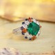 Ruif Jewelry Classic Design PT950 Platinum Ring 3.31ct Lab Grown Emerald and 2.972ct Lab Grown Diamond Ring Gemstone Jewelry