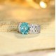 Ruif Jewelry Classic Design PT950  Platinum Ring 4.79ct Lab Grown Paraiba And 0.76ct Lab Grown Diamond Ring Wedding Bands