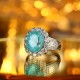 Ruif Jewelry Classic Design PT950  Platinum Ring 9.62ct Lab Grown Paraiba And 1.645ct Lab Grown Diamond Ring Wedding Bands