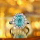 Ruif Jewelry Classic Design PT950  Platinum Ring 7.24ct Lab Grown Paraiba And 1.296ct Lab Grown Diamond Ring Wedding Bands