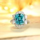 Ruif Jewelry Classic Design PT950  Platinum Ring 8.92ct Lab Grown Paraiba And 1.744ct Lab Grown Diamond Ring Wedding Bands