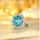 Ruif Jewelry Classic Design PT950  Platinum Ring 8.92ct Lab Grown Paraiba And 1.744ct Lab Grown Diamond Ring Wedding Bands