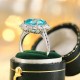 Ruif Jewelry Classic Design PT950  Platinum Ring 8.92ct Lab Grown Paraiba And 1.744ct Lab Grown Diamond Ring Wedding Bands