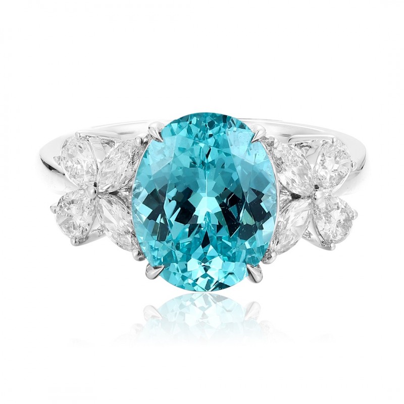 Ruif Jewelry Classic Design PT950  Platinum Ring 4.63ct Lab Grown Paraiba And 0.597ct Lab Grown Diamond Ring Wedding Bands