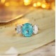 Ruif Jewelry Classic Design PT950  Platinum Ring 6.62ct Lab Grown Paraiba And 1.478ct Lab Grown Diamond Ring Wedding Bands