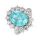 Ruif Jewelry Classic Design PT950  Platinum Ring 9.9ct Lab Grown Paraiba And 1.886ct Lab Grown Diamond Ring Wedding Bands