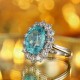 Ruif Jewelry Classic Design PT950  Platinum Ring 9.9ct Lab Grown Paraiba And 1.886ct Lab Grown Diamond Ring Wedding Bands
