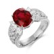 Ruif Jewelry Classic Design PT950 Platinum 3.92ct Lab Grown Ruby And 0.76ct Lab Grown Diamond Ring Wedding Bands
