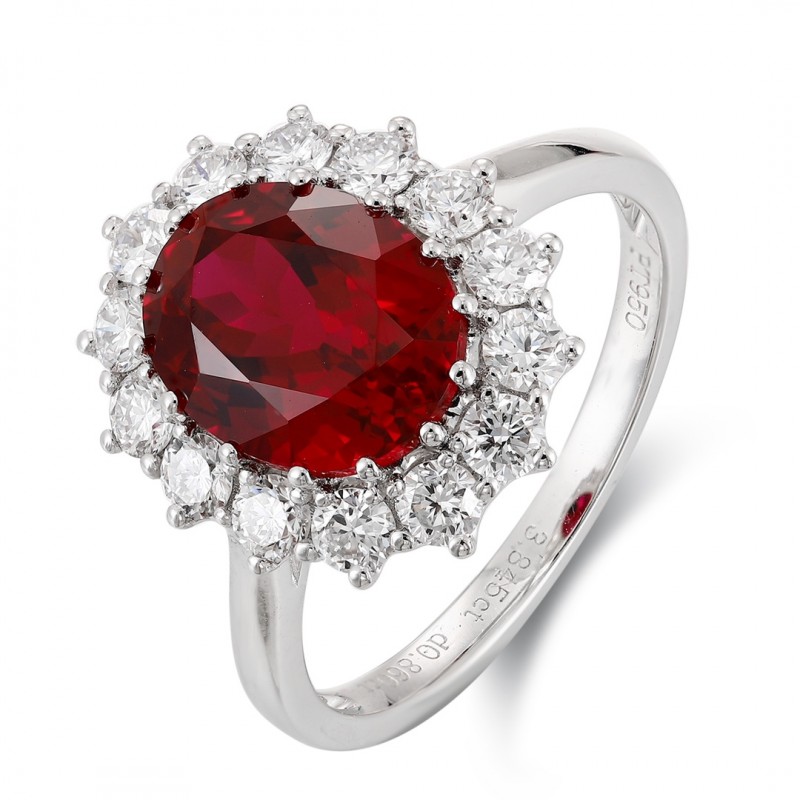 Ruif Jewelry Classic Design PT950 Platinum 8.06ct Lab Grown Ruby And 1.852ct Lab Grown Diamond Ring Wedding Bands
