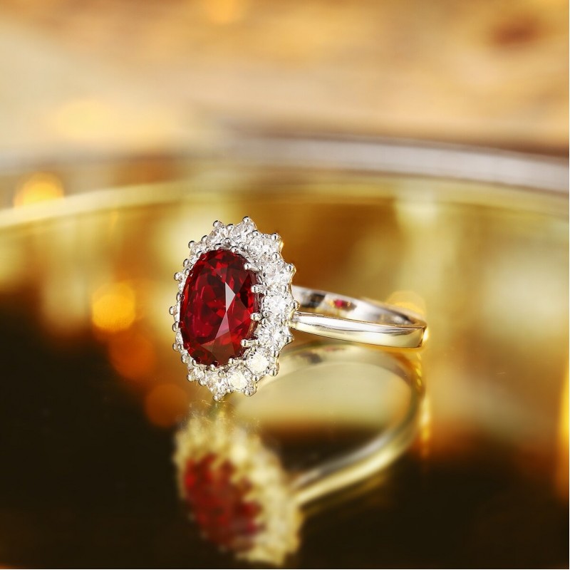 Ruif Jewelry Classic Design PT950 Platinum 8.06ct Lab Grown Ruby And 1.852ct Lab Grown Diamond Ring Wedding Bands